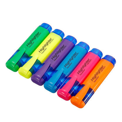 4Pc OR 6Pc Highlighter Fluorescent Pens Broad Tip Writing Marker Pens for Art Drawing Doodling Marking Office Stationery School Supply