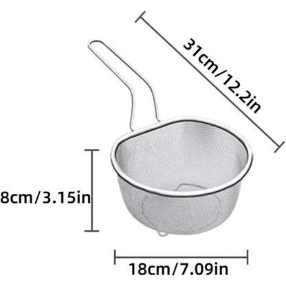 Stainless Steel Basin Colander with Handle, Mesh Semi-circular Colander Large Metal Strainer for Kitchen Food - Pasta, Berry, Ve