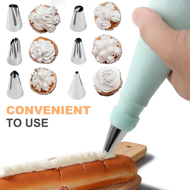15Pcs Piping Pastry Bag Nozzles Set Cake Decorating Tips Spatula Baking Tools