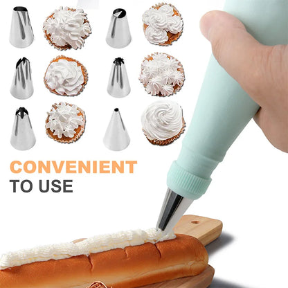 15Pcs Piping Pastry Bag Nozzles Set Cake Decorating Tips Spatula Baking Tools