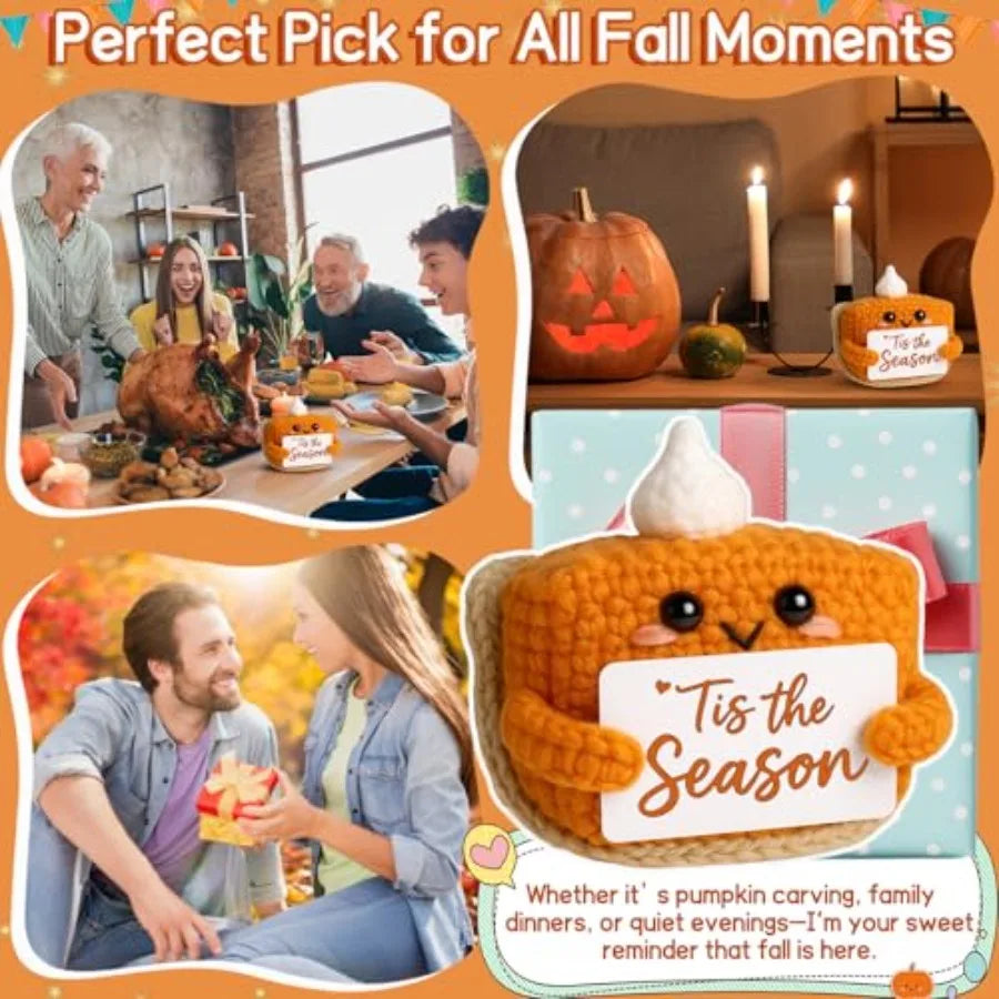 Tis The Season Fall Decor Mini Crochet Pumpkin Pie Plh Small Handmade Autumn Halloween Thanksgiving Items for Home Office Indoo