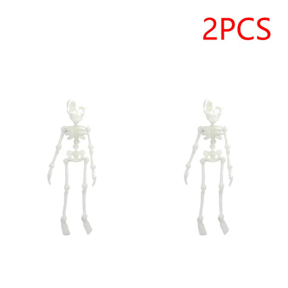 2/5PCS 3D Printed Skeleton Fridge Magnets with Movable Joints Cute Skull Fridge Magnets Home Kitchen Halloween Funny Decoration