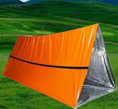 2 Person Emergency Shelter Survival Tent Kit Mylar Tube Tent Sleeping Bag Waterproof Outdoor SOS Thermal Blanket Reusable