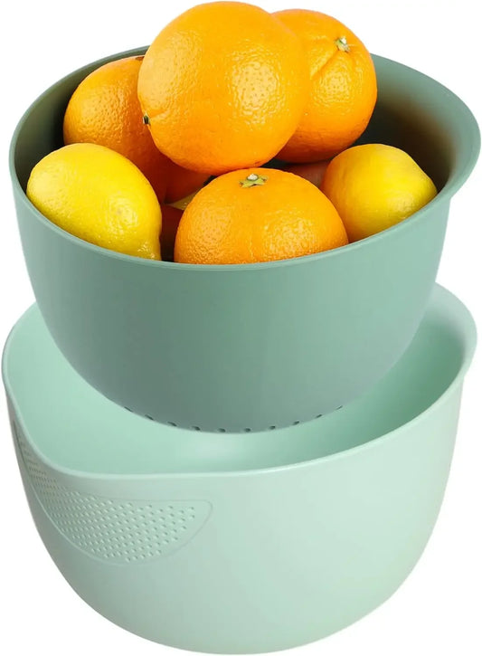 Rice Strainer and Kitchen Colander Set - Strain Rice, Quinoa and Small Grains - Soak, Wash and Drain Vegetables and Fruit - (4