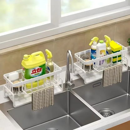 Compact Sink Organizer with Drainage Rack – Space-Saving Kitchen Storage for Utensils/Accessories
