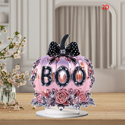 Halloween Party Decorations Spooky Acrylic Crystal Pumpkin 2D Flat Statue Ornament Table Centerpiece for Home Décor