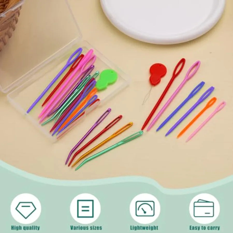 25 Pcs Metal Large Eye Curved Sewing Needles Set, Tapestry Crochet Sewing