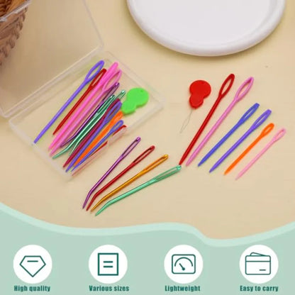 25 Pcs Metal Large Eye Curved Sewing Needles Set, Tapestry Crochet Sewing