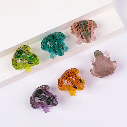 5pcs/lot Luminous Frog Figurines Landscape Gifts Resin Miniature Frogs Glow At Dark Garden Statue Fairy Lawn Ornament Decoration