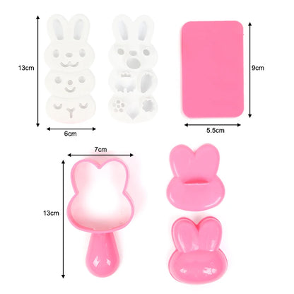 Rice Ball Mold Set Chicken Bear Kawaii Sushi Curry Rice Mould Pattern Bento Accessories Seaweed Cutter Kitchen Tools