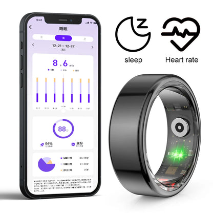 R02 Smart Ring Heart Rate Tracker IP68 & 5ATM Waterproof Blood Oxygen Tracker Multi-sport Modes Wearable for Android for IOS