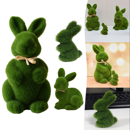 Easter Moss Rabbit Figurine Simulation Moss Foam Easter Bunny Decor Festive Decoration Easter Bunny Decor for 2024 Spring Easter