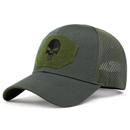 Unisex Skull Embroidered Baseball Caps Outdoor Breathable Mesh Tactics Mountaineering Peaked Hat Adjustable Snapback Caps