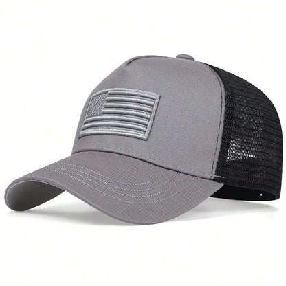 American Flag Embroidery Baseball Net Caps Adjustable