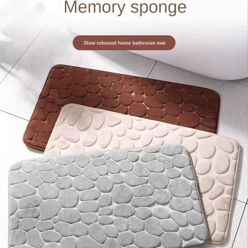 3D Non-Slip Bath Mat Embossed Absorbent Machine Washable Quick Drying