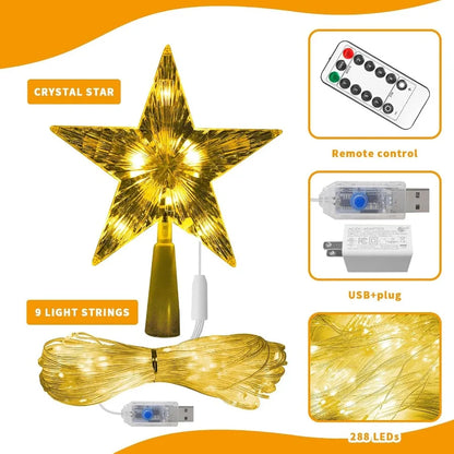 Christmas Lights Outdoor Outdoor Christmas Decorations Star String Lights 9.8Ft 288LEDs 8 Modes Waterproof Remote Control Tree
