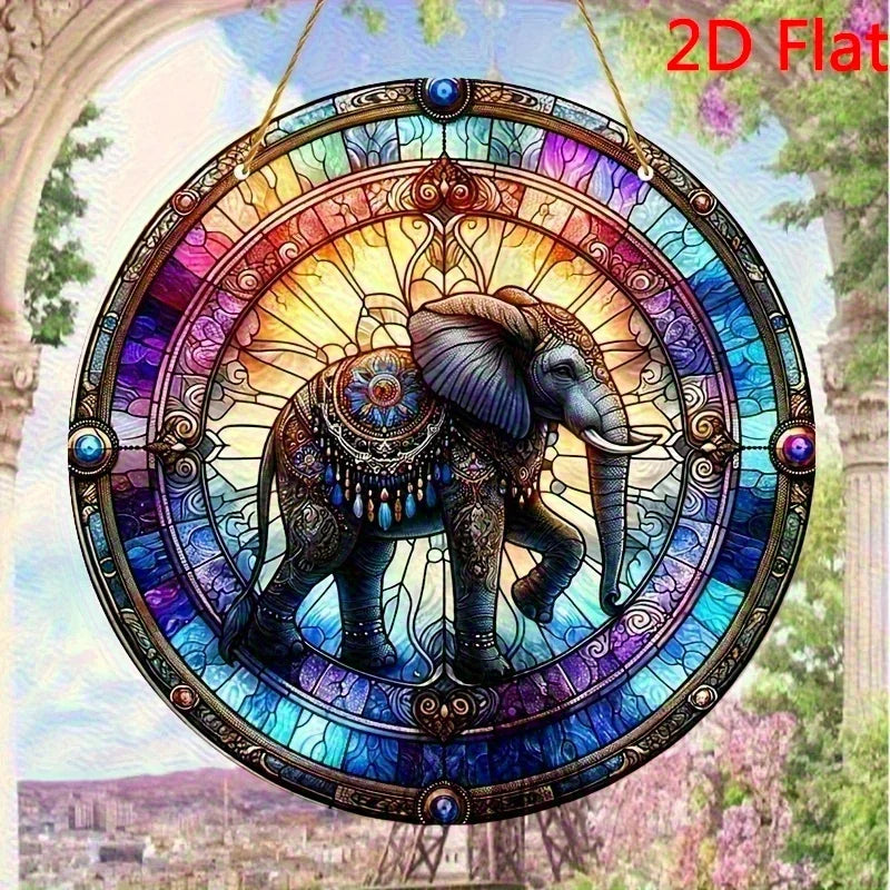 1pc Elephant Suncatcher - 2D Acrylic Window Hanging for Home & Garden Decor