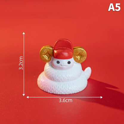 2025 Year Of The Snake Ornament Cartoon Lucky Snake Figurine Micro Landscape Car Interior Home Desktop Decoration