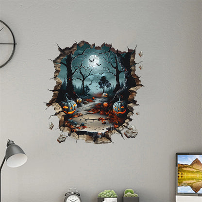 Gothic Halloween Wall Decal Haunted House Ghosts and Bats Scary Wall Decorations for Spooky Home Atmosphere
