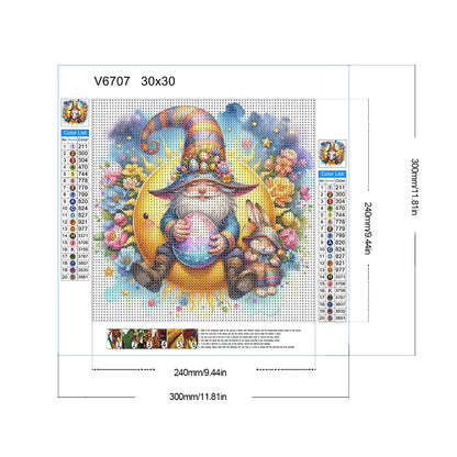 30*30CM 5D DIY Full Round Drill Diamond Painting Easter Gnome Egg Kit Home Decoration Art Craft Mosaic Painting