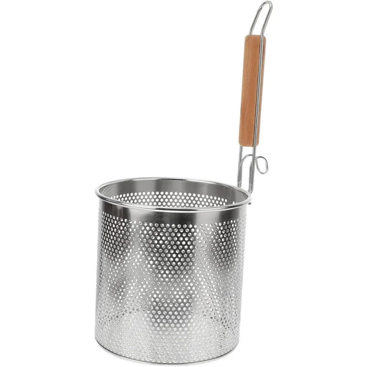 Stainless Steel Colander Round Handle Kitchen Strainer for Hot Pot Frying and Cooking Versatile Household Cooking Tool for Past