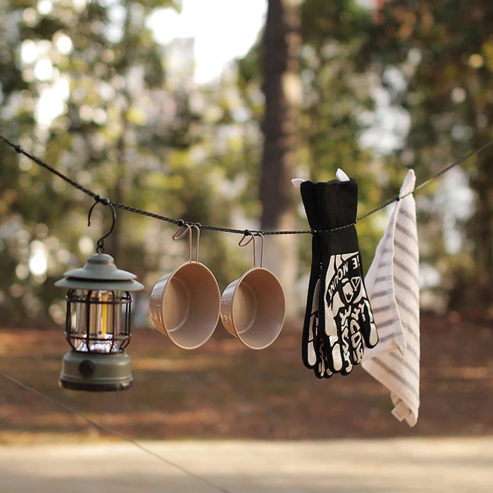 1-10Pcs Outdoor Camping Stretch Clothesline w/ 12 Clips 3M Windproof Elastic Hanging Laundry Clothes Line For Hotel Trip Cruise