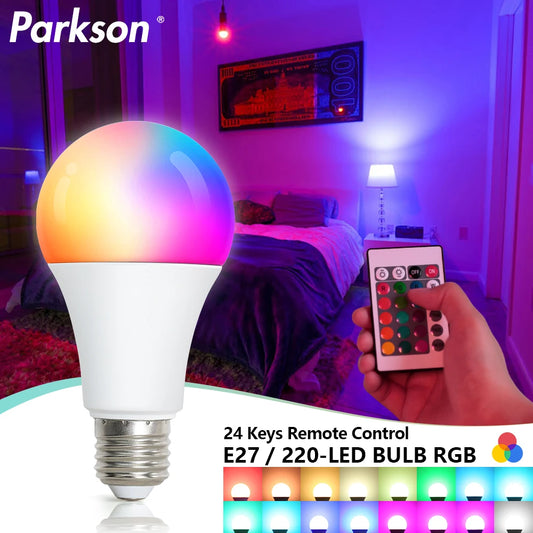 220V E27 RGB LED Light Bulb Bombillas LED 5W 10W IR Remote Control Changeable Colorful RGBW Led Lamp Spotlight Bulb