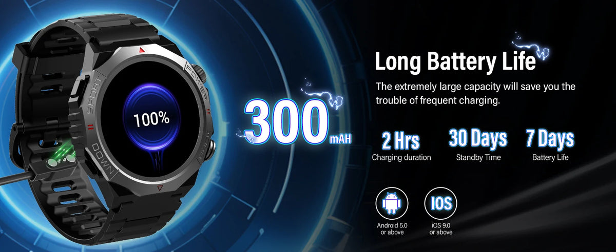 Smart Watch HD Touchscreen for Android and iOS, IP68 Waterproof Multi-function.