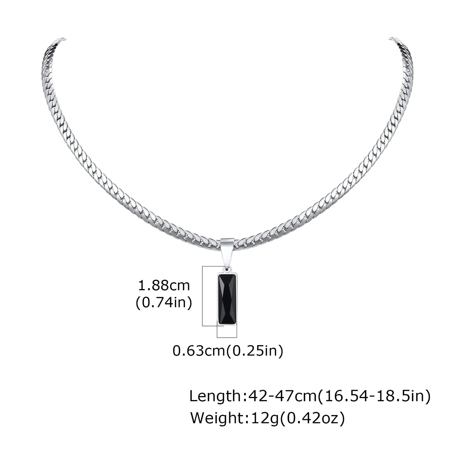 Stylish Geometric Stone Pendent Necklaces, Stainless Steel Flat Chain&nbsp;