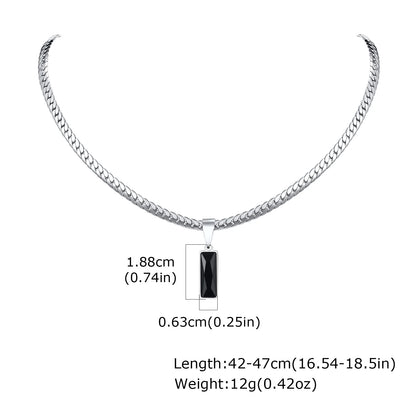 Stylish Geometric Stone Pendent Necklaces, Stainless Steel Flat Chain&nbsp;