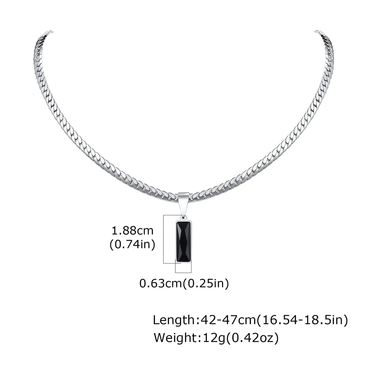 Stylish Geometric Stone Pendent Necklaces, Stainless Steel Flat Chain&nbsp;