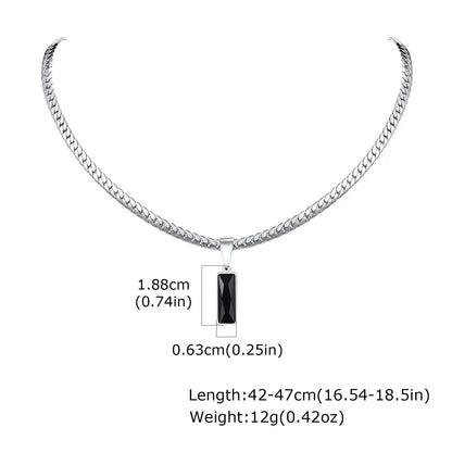 Stylish Geometric Stone Pendent Necklaces, Stainless Steel Flat Chain&nbsp;