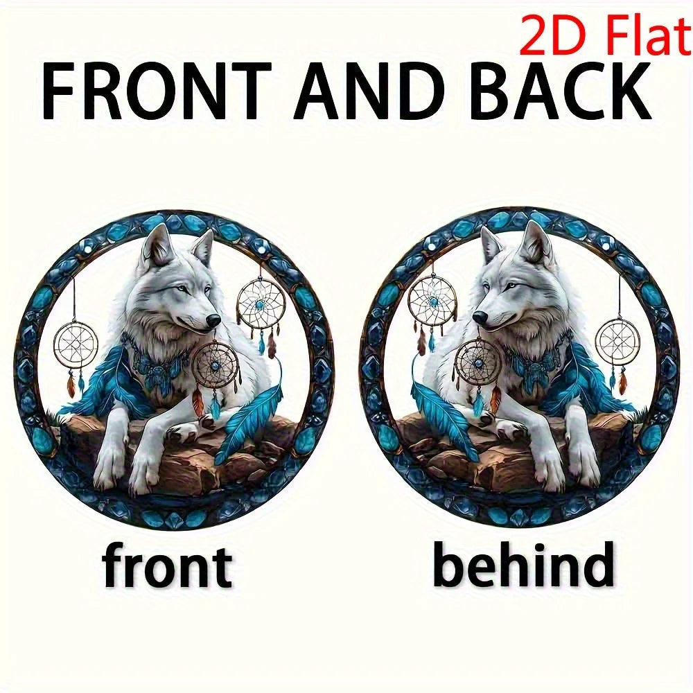 1PC 2D  Wolf Dreamcatcher Wall Art - 2D Acrylic Animal Themed Decor