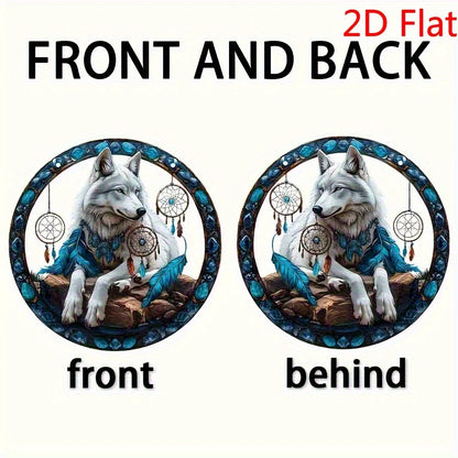 1PC 2D  Wolf Dreamcatcher Wall Art - 2D Acrylic Animal Themed Decor