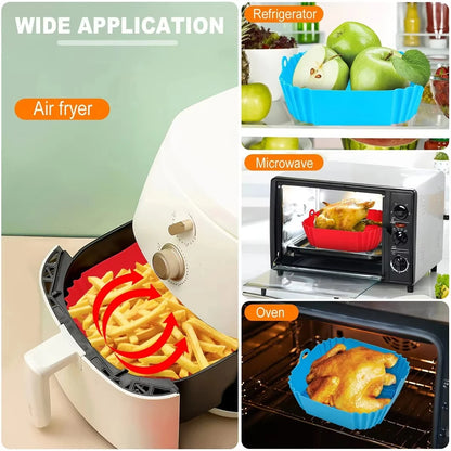 Silicone Air Fryer Liner Square Pot Tray Reusable Oven Baking Basket Pan Mat