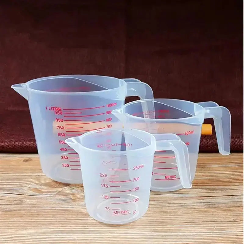 3pcs 1000/500/250ml Baking Liquid Measuring Cups PVC Scale Cup Plastic Measuring Volume Beaker Kitchen Baking Tools