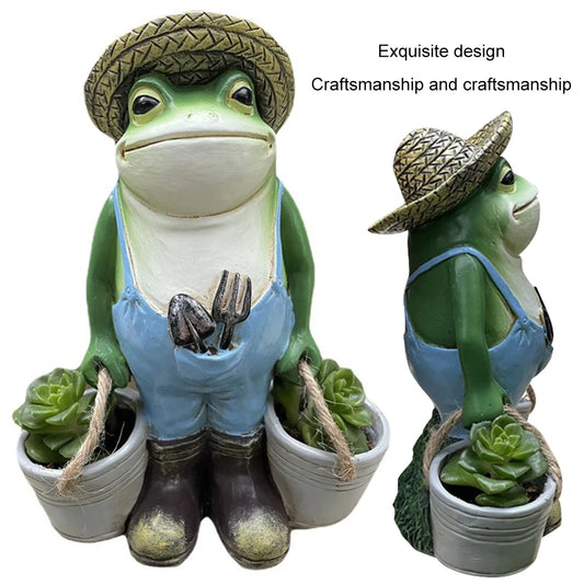 Cute Frog Yard Decor Resin Frog Succulent Flower Pot Creative Small Frog Figurine Planter for Indoor Outdoor Decor