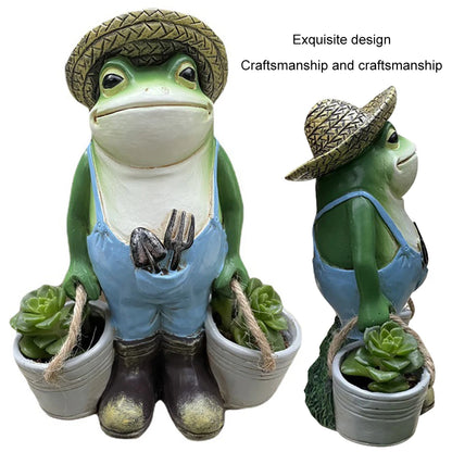 Cute Frog Yard Decor Resin Frog Succulent Flower Pot Creative Small Frog Figurine Planter for Indoor Outdoor Decor