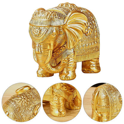 Gold Elephant Statue Wealth Lucky Elephant Figurine Bookshelf TV Stand Decor Elephant Statue Collectible Figurine Elephant Decor
