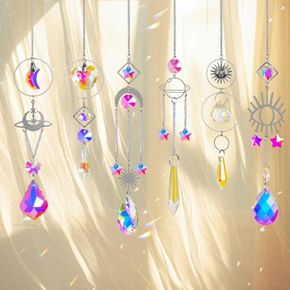 Sun Catchers 6Pieces Colorful Crystals Suncatcher with Chain Pendant Ornaments Hanging Crystals Prism Rainbow for Window Home I