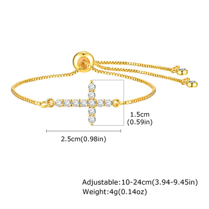316L Stainless Steel Cross Bracelet for Women, Adjustable Chain Religious Christian Jewelry Daily Wear 2025 Trendy