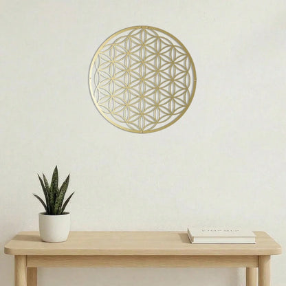 Flower of Life Metal Wall Sculpture - Elegant Lotus Decor Above-Couch Art for Living Room & Bathroom Perfect Housewarming Gift