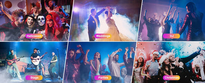 U'King 1500W Smoke Machine RGB 6 LED Fog Machine with Remote Control for DJ Disco Party Nightclub Stage Effect Fogger Machine