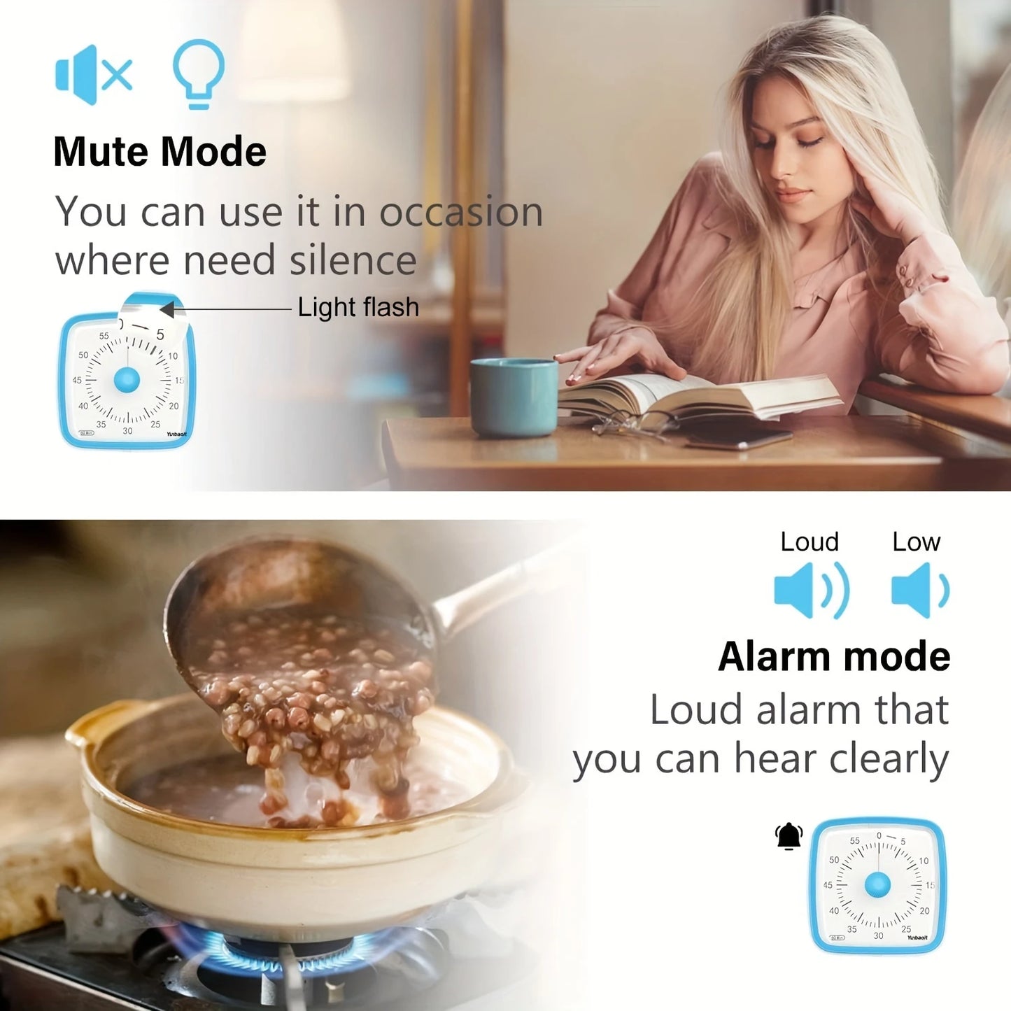1pc Silent Visual Timer With Night Light - 60-Minute Countdown Timer- Time Management Tool For Home, School, And Work - VT03