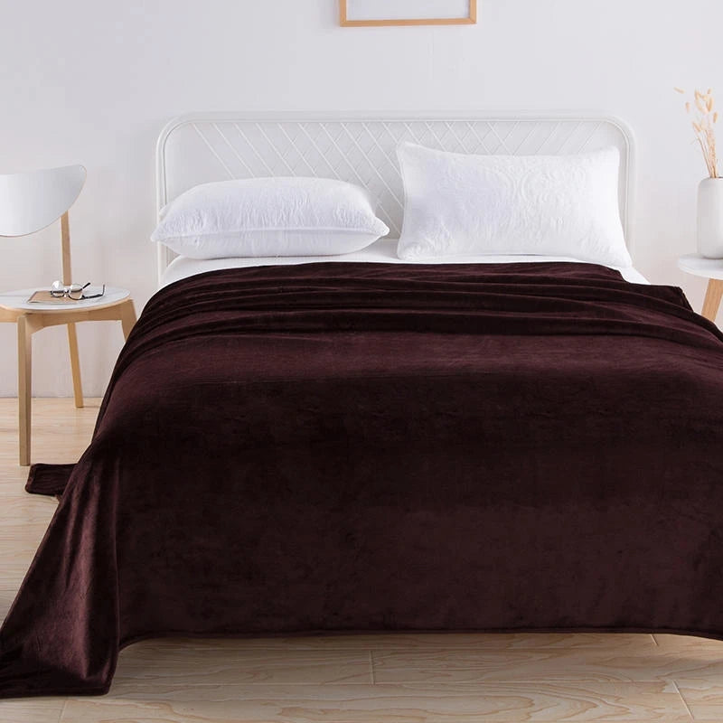 1PC Flannel Blanket, Soft Warm Fleece Throw, Thick Lightweight Cozy Bed Cover