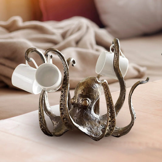 Octopus Coffee Cup Holder Resin Rack Organizes 8 Cups Durable Kitchen Storage Shelf Stylish Bathroom Decor Gift 27x19cm