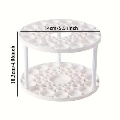 360° Rotating Brush Holder - White Plastic Organizer, Space-Saving Design for Art Brushes, Pens, Makeup Tools