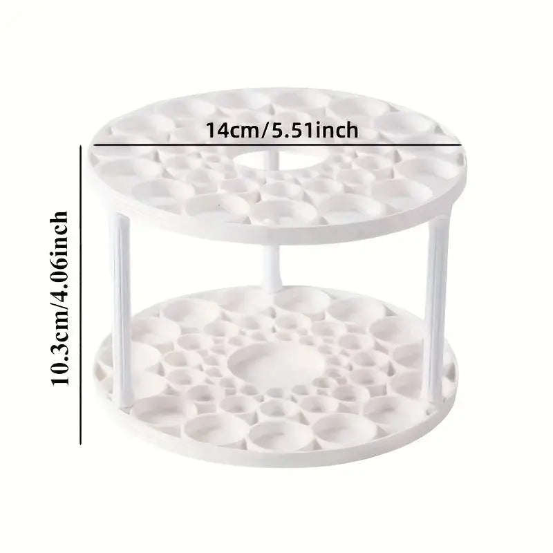 360° Rotating Brush Holder - White Plastic Organizer, Space-Saving Design for Art Brushes, Pens, Makeup Tools