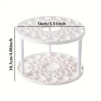 360° Rotating Brush Holder - White Plastic Organizer, Space-Saving Design for Art Brushes, Pens, Makeup Tools