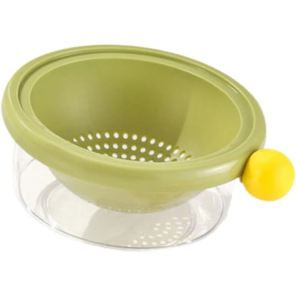 Kitchen Strainer Colander Bowl,2 in Colander Set Home Vegetable Fruit Washing Basket for Food Cleaning Mixing, Green 18x7.5cm